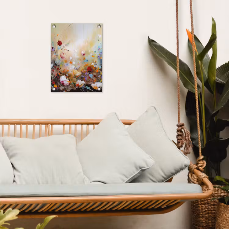 Olieverf - Bloemen - Kleurrijk - Natuur tuinposter los doek klein -sfeer7