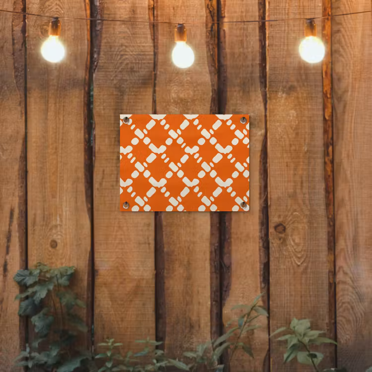 Oranje - Ruitpatroon - Wit tuinposter los doek klein 239 -sfeer1