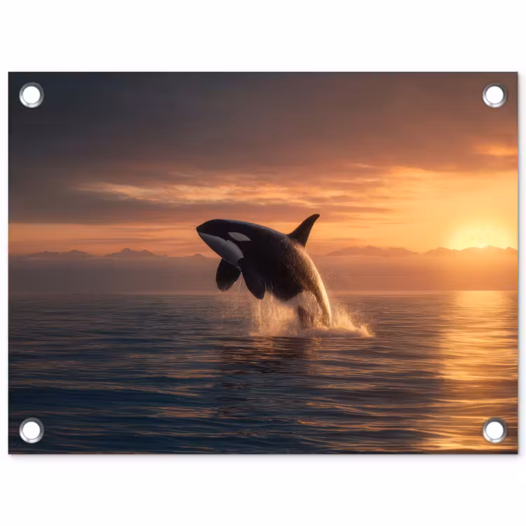 Orka - Zee - Zonsondergang tuinposter los doek klein -3d