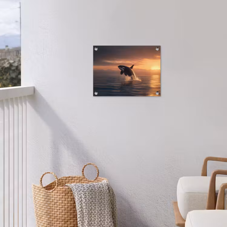Orka - Zee - Zonsondergang tuinposter los doek klein -sfeer8
