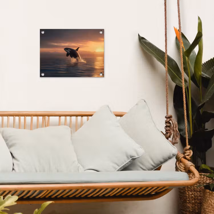 Orka - Zee - Zonsondergang tuinposter los doek klein -sfeer7