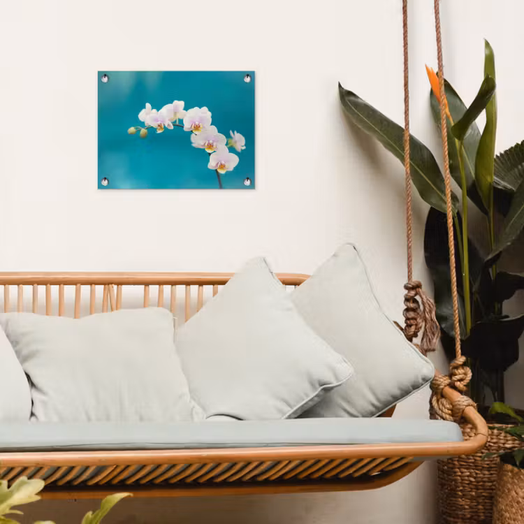 Orchidee - Bloemen - Plant - Wit - Paars tuinposter los doek klein -sfeer7