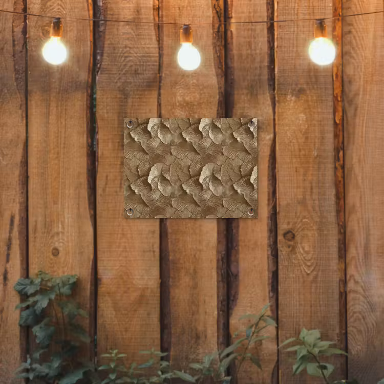 Organisch - Patroon - Bladeren - Goud tuinposter los doek klein 239 -sfeer1