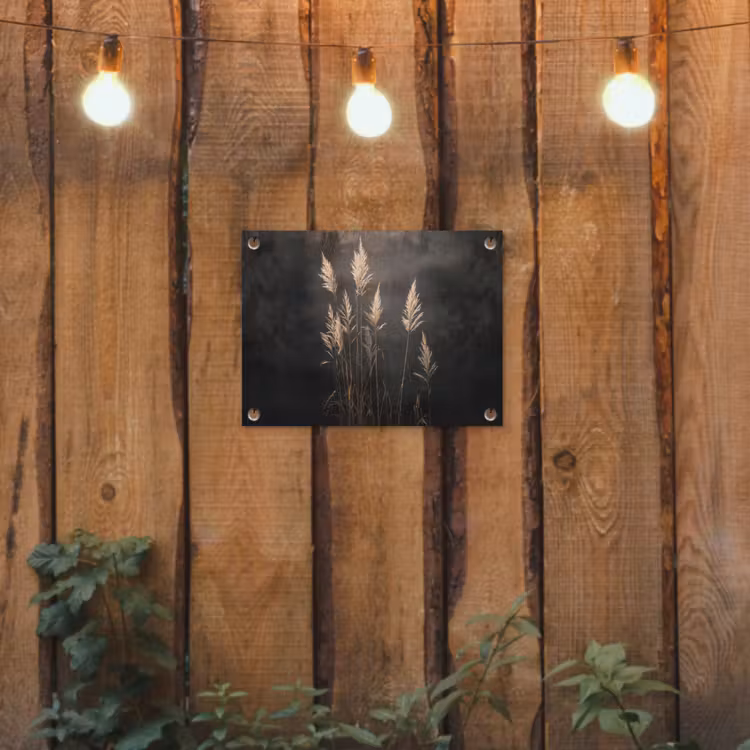 Siergras - Pluimen - Verlichting - Zwart tuinposter los doek klein -sfeer1