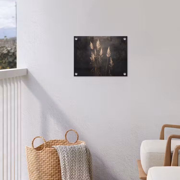 Siergras - Pluimen - Verlichting - Zwart tuinposter los doek klein -sfeer8