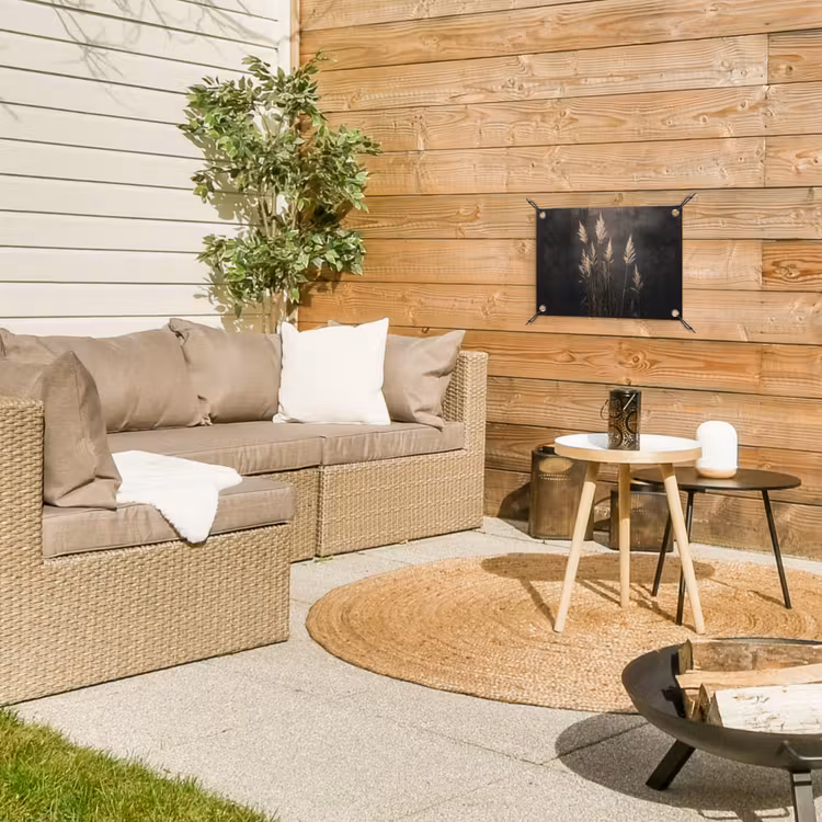 Siergras - Pluimen - Verlichting - Zwart tuinposter los doek klein -sfeer4