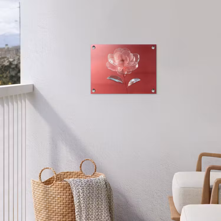 Sierlijk - Bloem - Roze - Glazen tuinposter los doek klein -sfeer8
