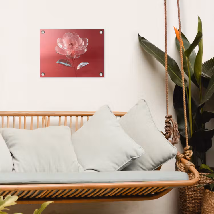 Sierlijk - Bloem - Roze - Glazen tuinposter los doek klein -sfeer7