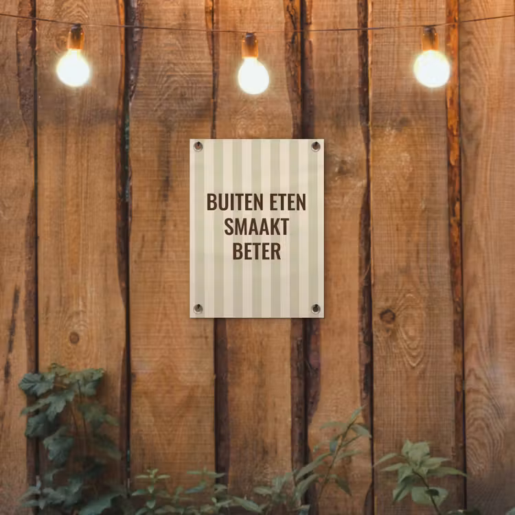 Buiten - Quote - Strepen - Zomer tuinposter los doek klein -sfeer1