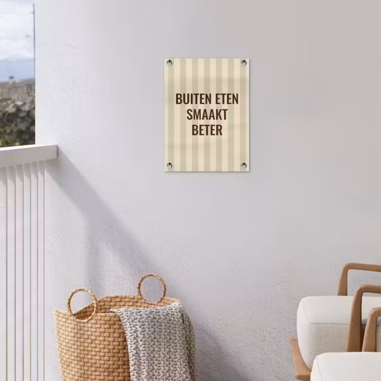 Buiten - Quote - Strepen - Zomer tuinposter los doek klein -sfeer8