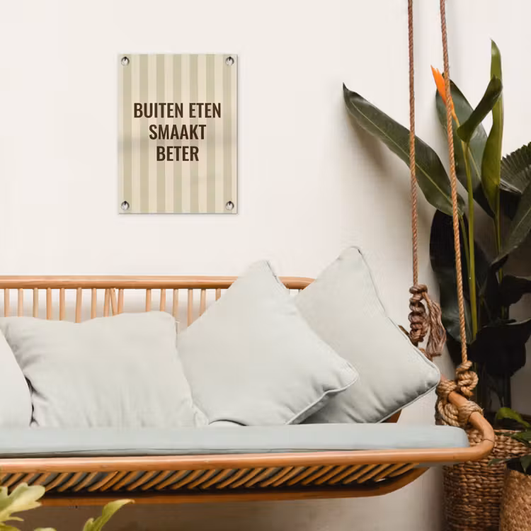 Buiten - Quote - Strepen - Zomer tuinposter los doek klein -sfeer7