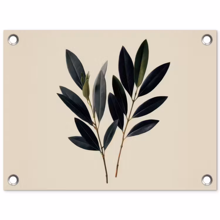 Ovaalvormige bladeren - Diep groen - Symmetrisch tuinposter los doek klein -3d