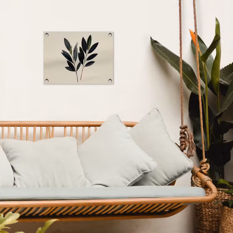Ovaalvormige bladeren - Diep groen - Symmetrisch tuinposter los doek klein -sfeer7