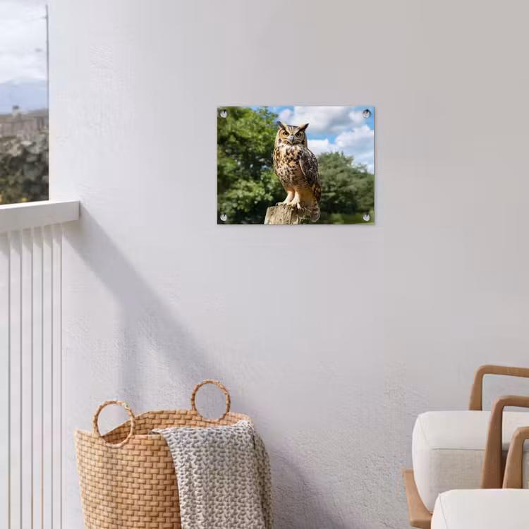 Uil - Boomstronk - Bos - Lucht tuinposter los doek klein -sfeer8