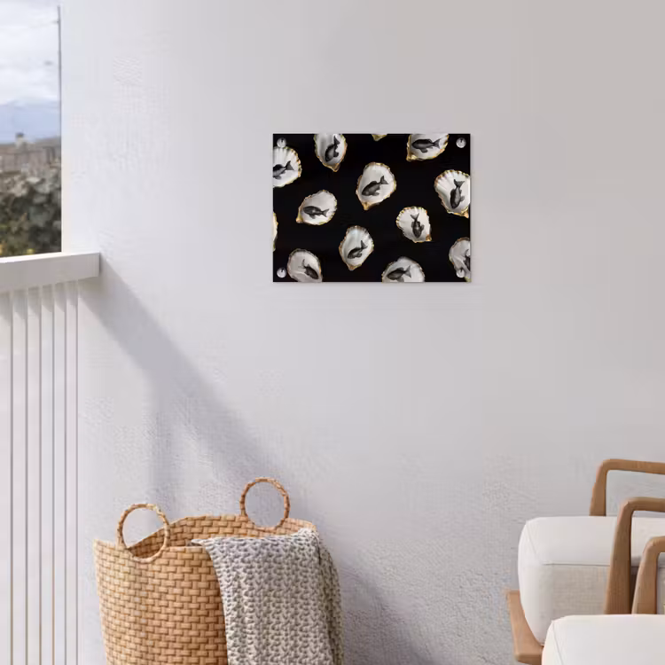Oesters - Zwart - Vissen - Goud tuinposter los doek klein -sfeer8