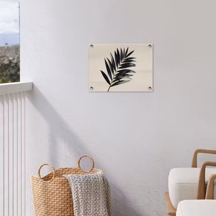 Palmblad - Subtiel - Groen - beige tuinposter los doek klein -sfeer8