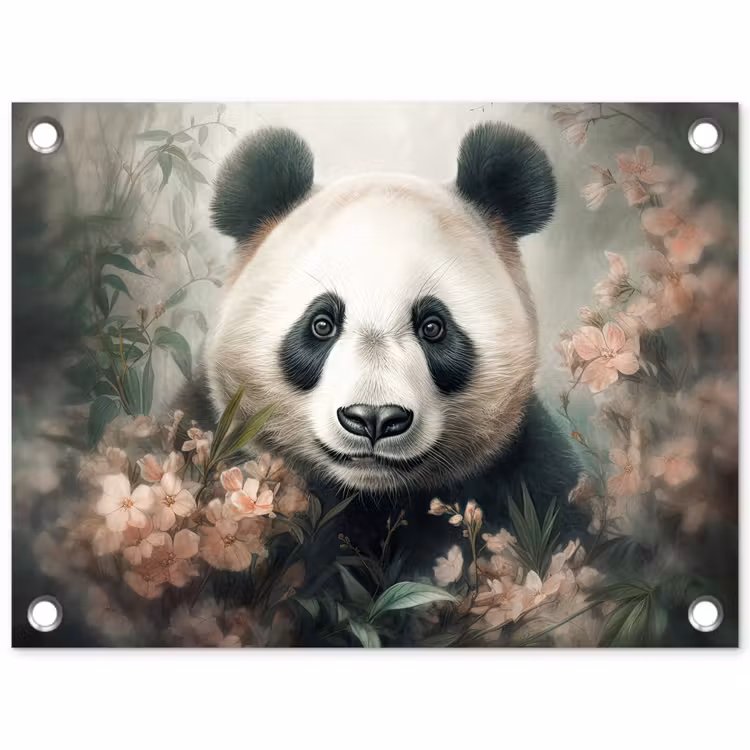 Panda - Dieren - Bloemen - Planten tuinposter los doek klein -3d