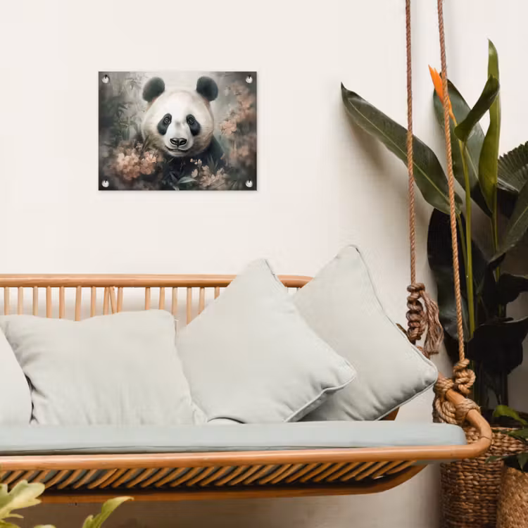 Panda - Dieren - Bloemen - Planten tuinposter los doek klein -sfeer7