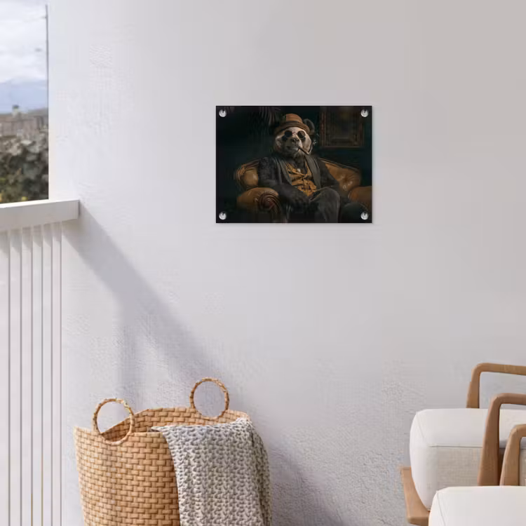 Panda - Hoed - Bril - Pak tuinposter los doek klein -sfeer8