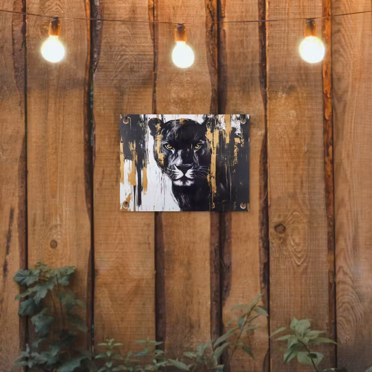 Panter - Zwart - Abstract - Verfstreken tuinposter los doek klein -sfeer1