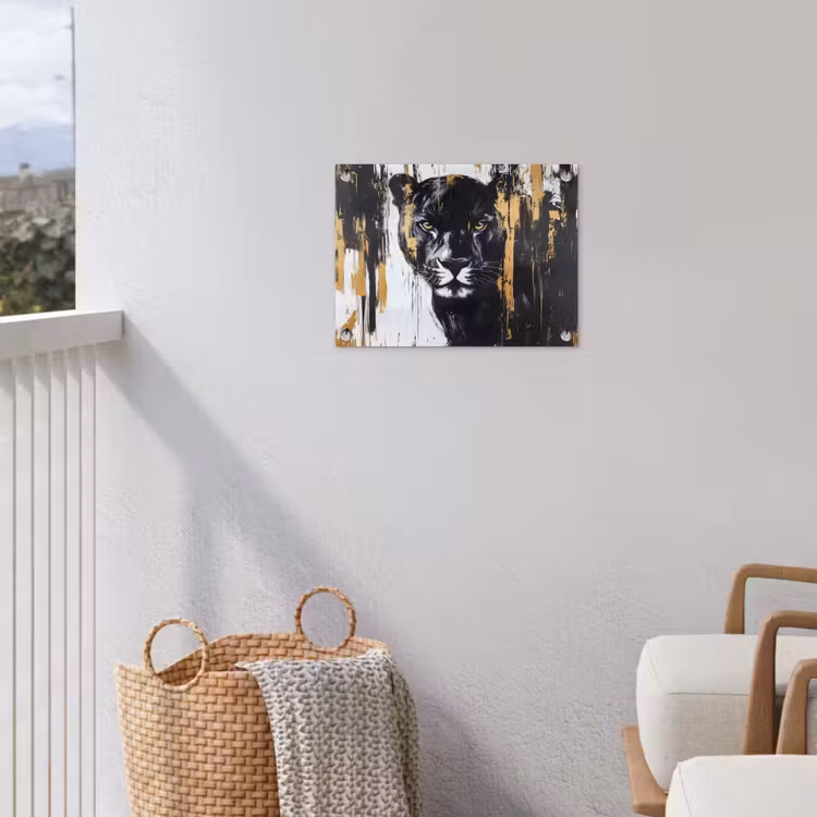 Panter - Zwart - Abstract - Verfstreken tuinposter los doek klein -sfeer8