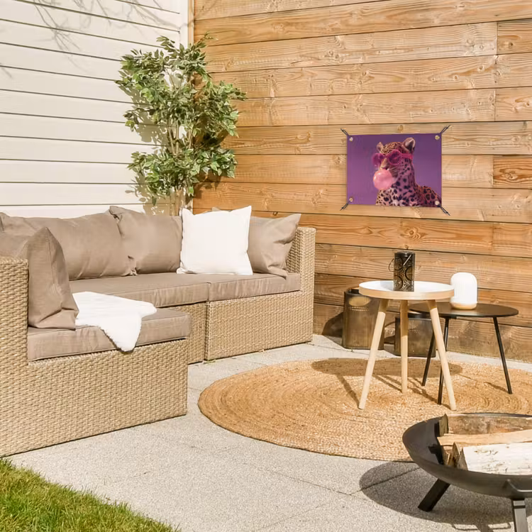 Panter - Zonnebril - Kauwgombel - Roze tuinposter los doek klein -sfeer4