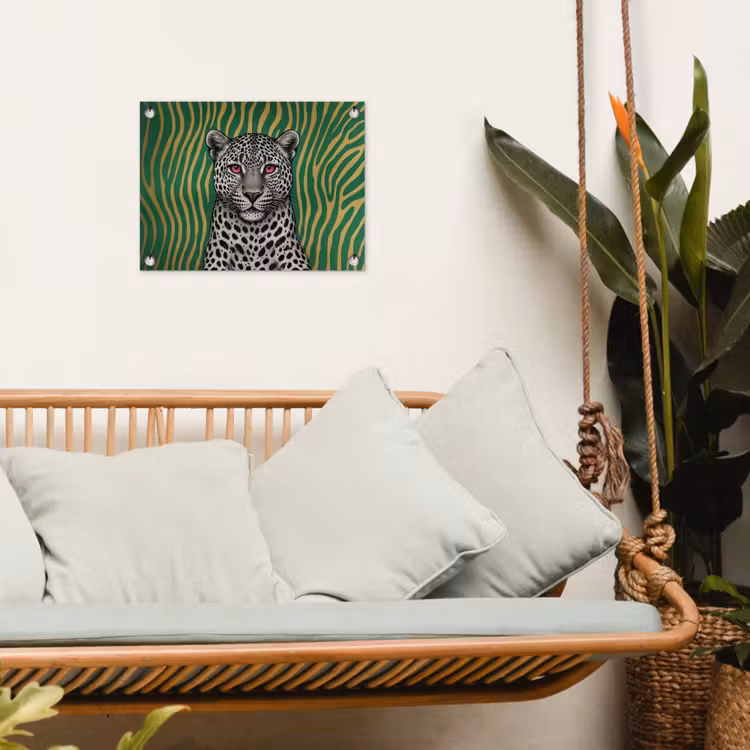 Panter - Zebrapatroon - Groen tuinposter los doek klein -sfeer7