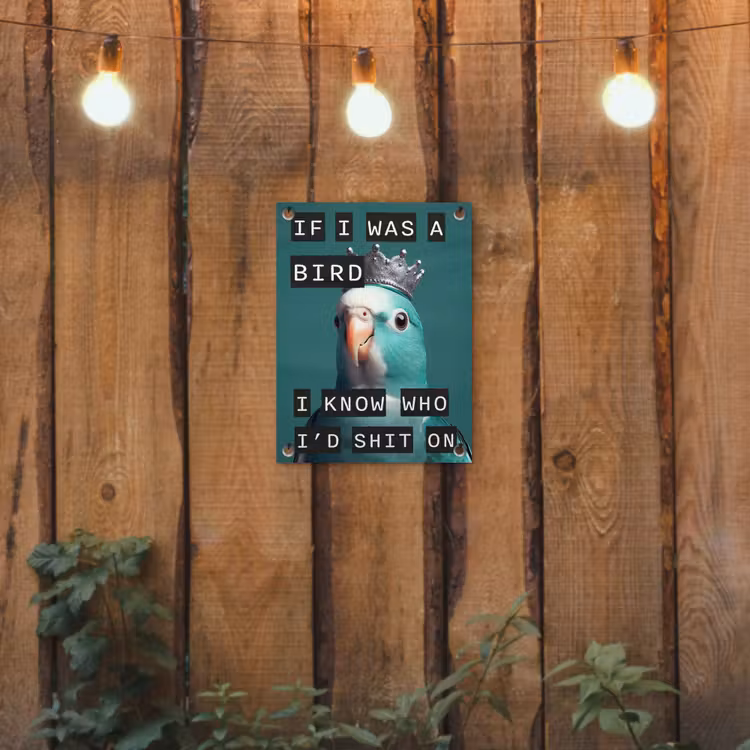 Parkiet - Turquoise - Quotes - Decoratie tuinposter los doek klein -sfeer1