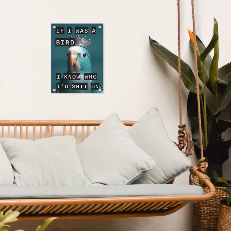 Parkiet - Turquoise - Quotes - Decoratie tuinposter los doek klein -sfeer7