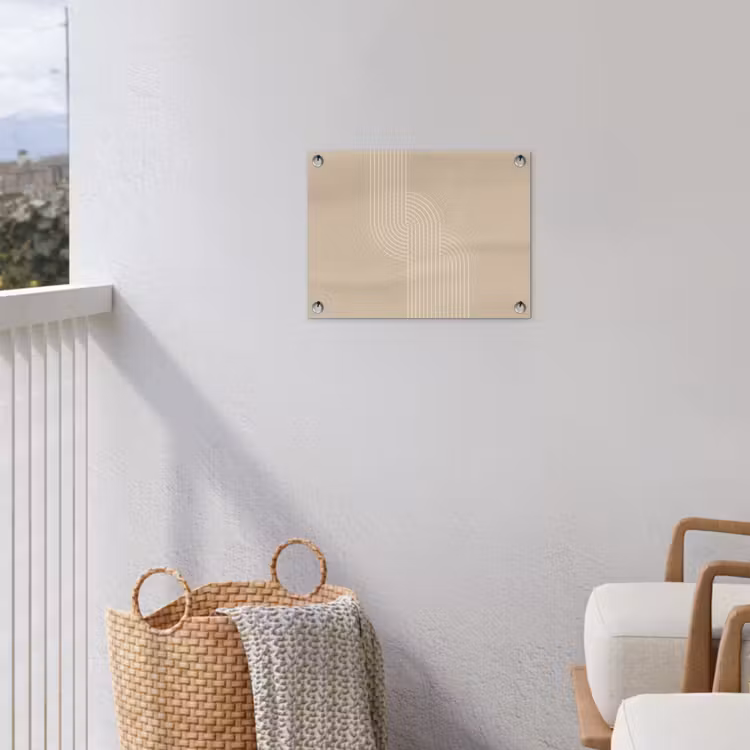Parallelle lijnen - Lichte textuur - Beige tuinposter los doek klein -sfeer8