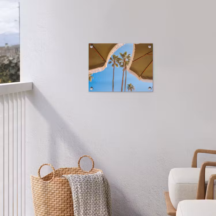 Parasol - Groen - Franjes - Zomer - Tropisch tuinposter los doek klein -sfeer8