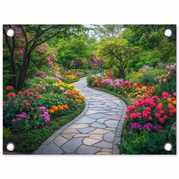 Park - Bloemen - Tuin tuinposter los doek klein -3d