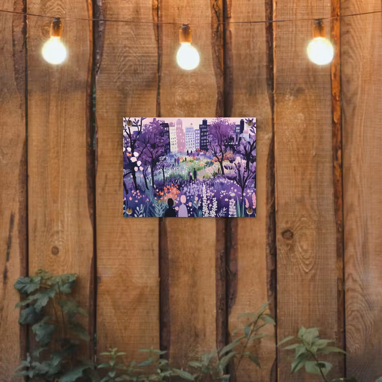 Park - Bomen - Bloemen - Gebouwen tuinposter los doek klein -sfeer1