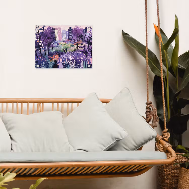 Park - Bomen - Bloemen - Gebouwen tuinposter los doek klein -sfeer7