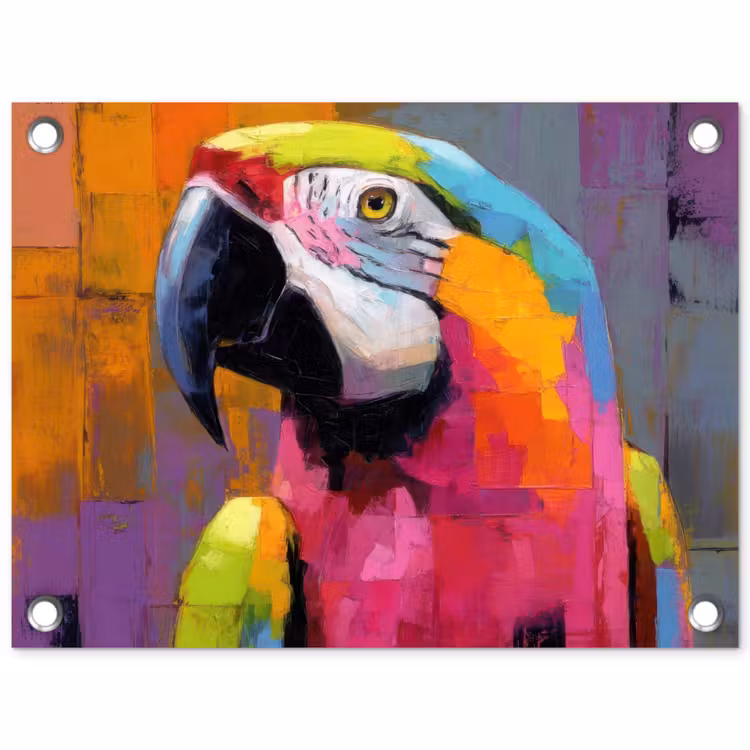 Papegaai - Kleurrijk - Schilderij - Tropisch tuinposter los doek klein -3d