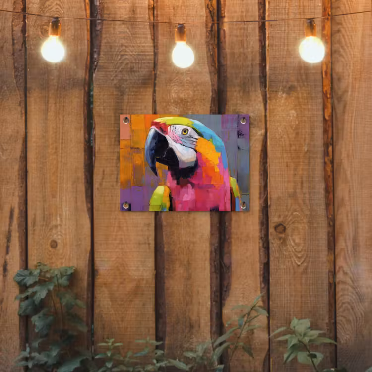 Papegaai - Kleurrijk - Schilderij - Tropisch tuinposter los doek klein -sfeer1