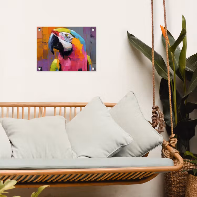 Papegaai - Kleurrijk - Schilderij - Tropisch tuinposter los doek klein -sfeer7