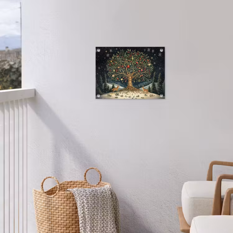Feestboom - Winterhemel - Kleurrijk tuinposter los doek klein -sfeer8