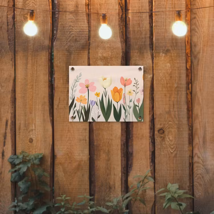 Pasteltinten - Bloemen - Illustratie tuinposter los doek klein -sfeer1