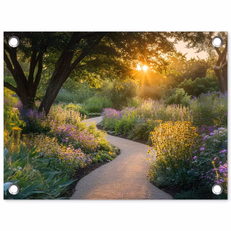 Pad - Bloemen - Park tuinposter los doek klein -3d