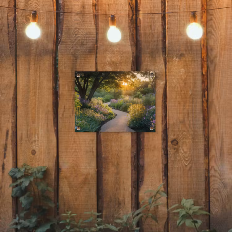 Pad - Bloemen - Park tuinposter los doek klein -sfeer1