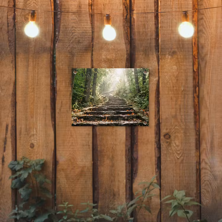 Stenen - Trap - Bos - Natuur tuinposter los doek klein -sfeer1