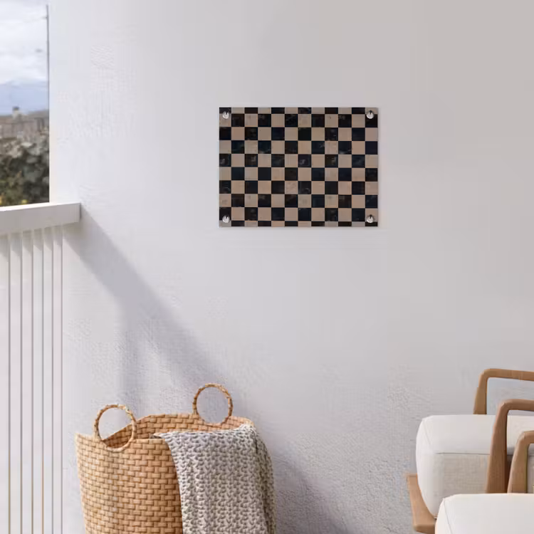 Patroon - Dambord - Marmer tuinposter los doek klein 239 -sfeer8