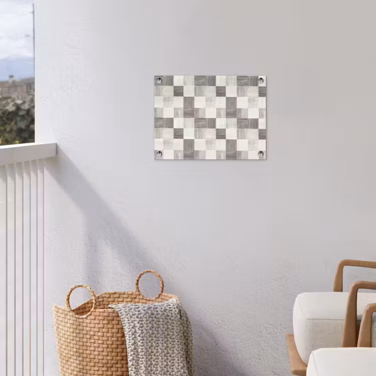 Patroon - Dambord - Houtnerf tuinposter los doek klein 239 -sfeer8