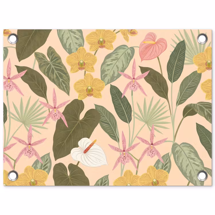 Patroon - Bloemen - Kleurrijk tuinposter los doek klein -3d