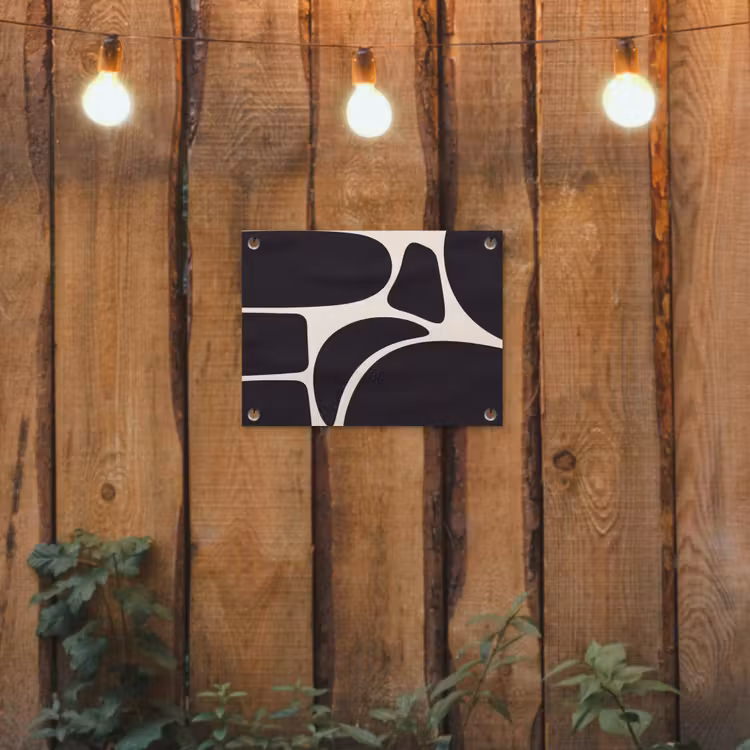 Garden Poster - Pattern - Organic - Black - Patroon - Organisch - Zwart tuinposter los doek klein