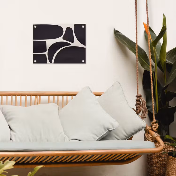 Garden Poster - Pattern - Organic - Black - Patroon - Organisch - Zwart tuinposter los doek klein