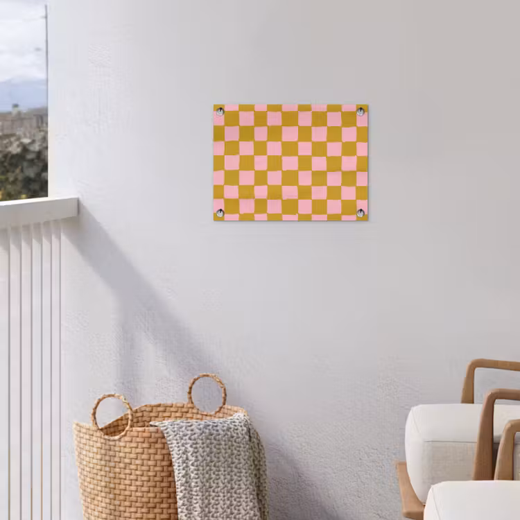 Patroon - Vierkant - Roze tuinposter los doek klein 239 -sfeer8