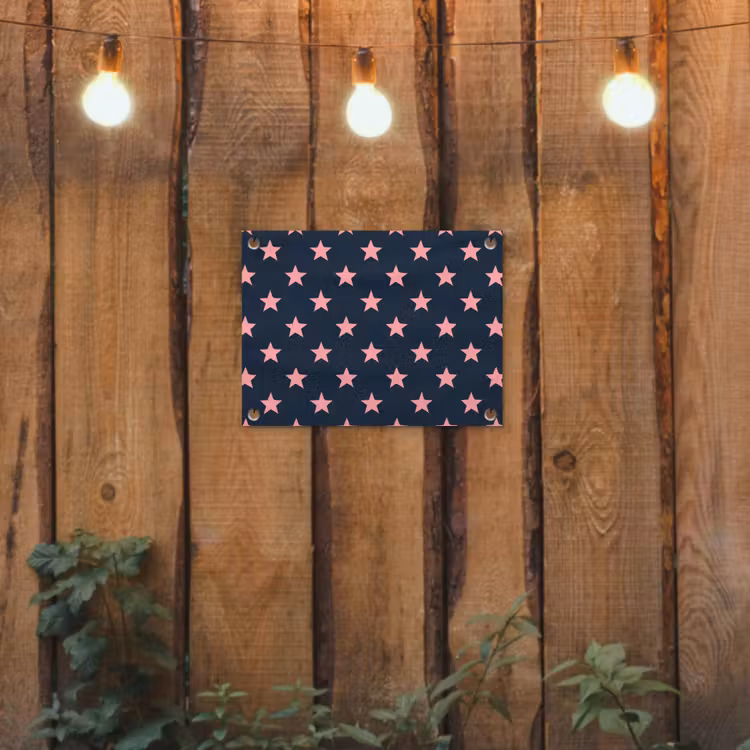Patroon - Sterren - Roze tuinposter los doek klein 239 -sfeer1