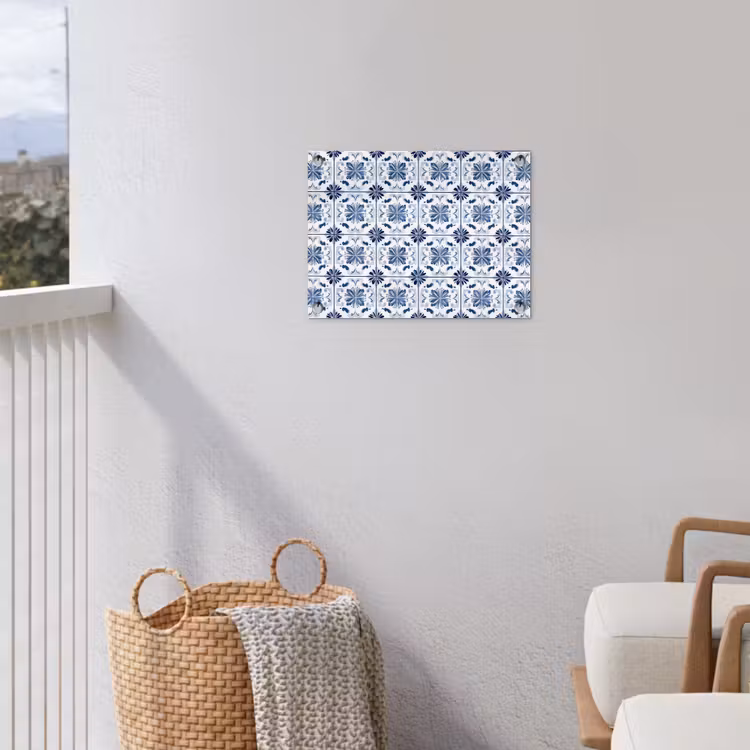 Patroon - Tegel - Blauw tuinposter los doek klein 239 -sfeer8